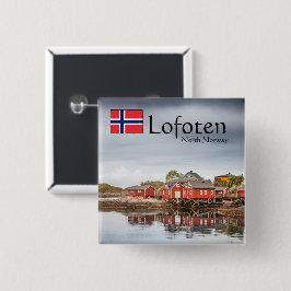 Noorwegen Souvenir Vierkante Button 5,1 Cm