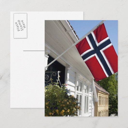 Noorwegen, Stavanger. Historisch centrum uitzicht. Briefkaart (Voorkant / Achterkant)