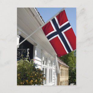 Noorwegen, Stavanger. Historisch centrum uitzicht. Briefkaart