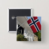 Noorwegen, Stavanger. Historische uitzichten in he Vierkante Button 5,1 Cm (Voorkant /achterkant)