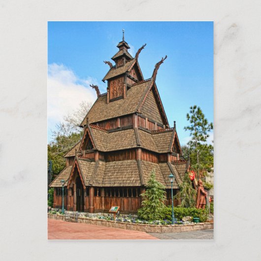Noorwegen, Stave Church Briefkaart (Voorkant)
