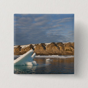 Noorwegen, Svalbard, Spitsbergen eiland, Zonsonder Vierkante Button 5,1 Cm