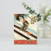 Noorwegen - Thuis Skiing Travel Art Briefkaart (Staand voorkant)