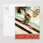 Noorwegen - Thuis Skiing Travel Art Briefkaart (Voorkant / Achterkant)