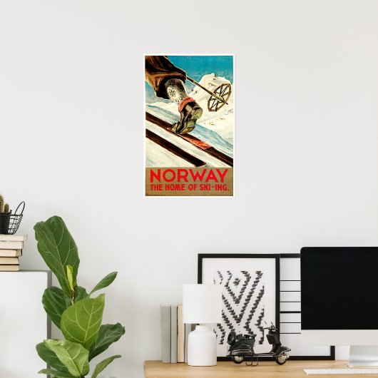 Noorwegen - Thuis Skiing Travel Art Poster (Thuiskantoor)