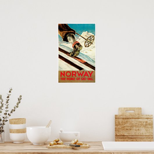 Noorwegen - Thuis Skiing Travel Art Poster (Keuken)