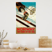 Noorwegen - Thuis Skiing Travel Art Poster (Keuken)