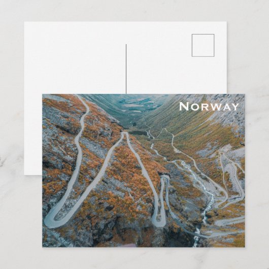 Noorwegen Travel Photo Windy Fjord Road Briefkaart (Voorkant / Achterkant)