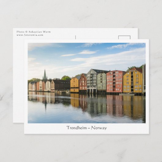 Noorwegen Trondheim Houses Briefkaart (Voorkant / Achterkant)