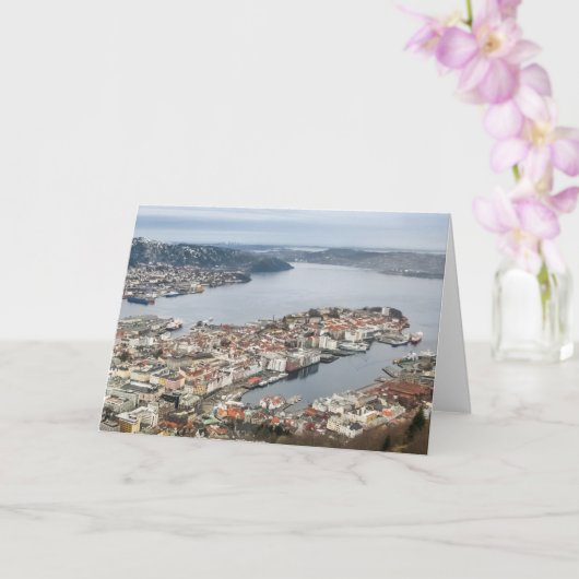 Noorwegen Uitzicht van de stad Bergen Kaart (Orchidee)