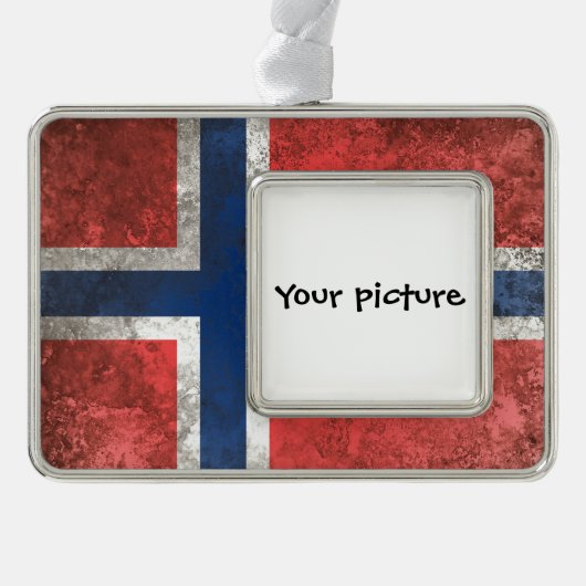 Noorwegen Verzilverd Omlijst Ornament (Voorkant)