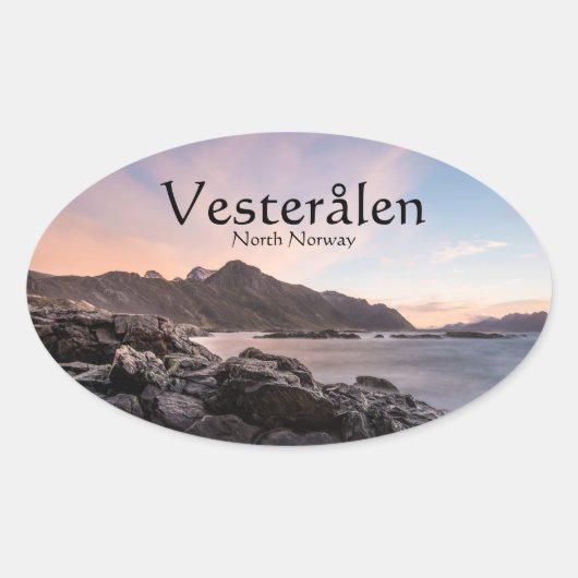 Noorwegen Vesteralen Seascape Ovale Sticker (Voorkant)