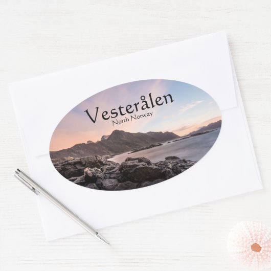 Noorwegen Vesteralen Seascape Ovale Sticker (Envelop)