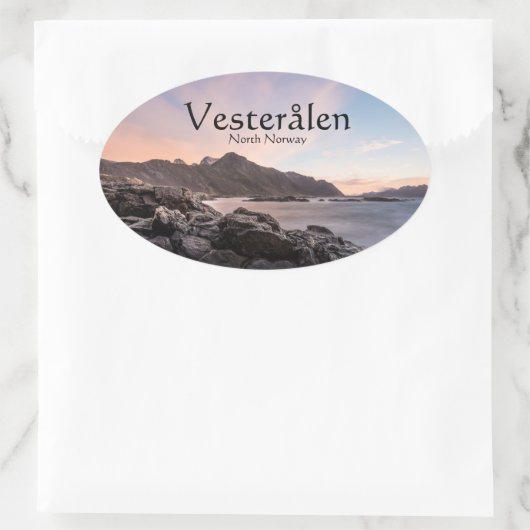 Noorwegen Vesteralen Seascape Ovale Sticker (Tas)
