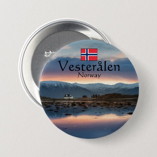 Noorwegen Vesteralen Souvenir Ronde Button 7,6 Cm (Voorkant /achterkant)