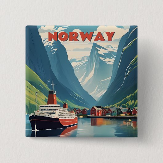 Noorwegen Vierkante Button 5,1 Cm (Voorkant)
