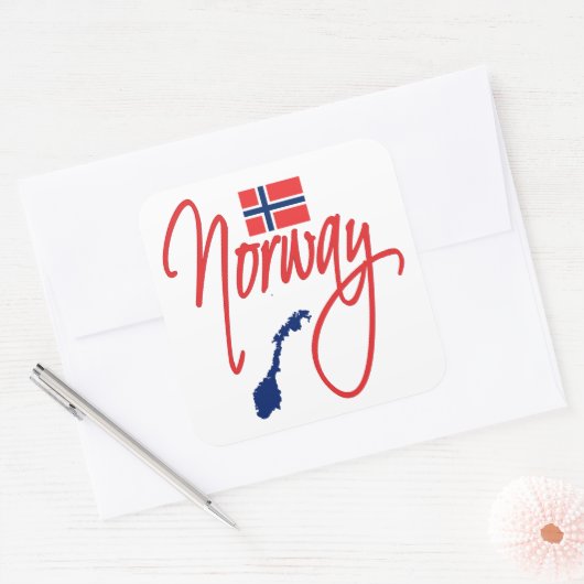 Noorwegen Vierkante Sticker (Envelop)