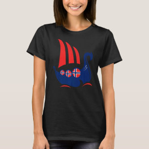 Noorwegen Viking Ship Norwegian Flag Dragon Boat T-shirt