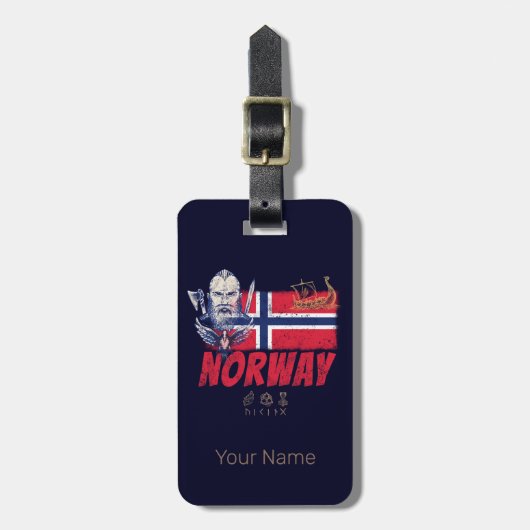 Noorwegen Viking vlag en schip Souvenir Bagagelabel