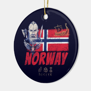 Noorwegen Viking  vlag en schip Souvenir Keramisch Ornament