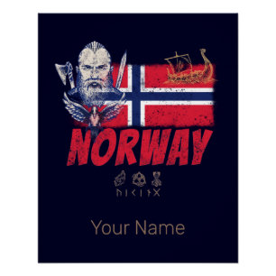 Noorwegen Viking  vlag en schip Souvenir Perfect Poster