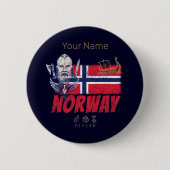 Noorwegen Viking vlag en schip Souvenir Ronde Button 5,7 Cm (Voorkant)