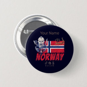 Noorwegen Viking vlag en schip Souvenir Ronde Button 5,7 Cm