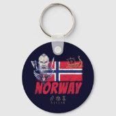 Noorwegen Viking  vlag en schip Souvenir Sleutelhanger (Voorkant)
