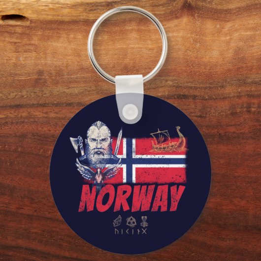 Noorwegen Viking  vlag en schip Souvenir Sleutelhanger (Voorkant)