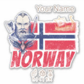 Noorwegen Viking  vlag en schip Souvenir Sticker (Voorkant)