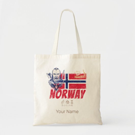Noorwegen Viking  vlag en schip Souvenir Tote Bag (Voorkant)