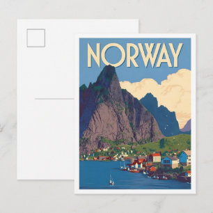 Noorwegen Vintage Kunst Reizen Briefkaart
