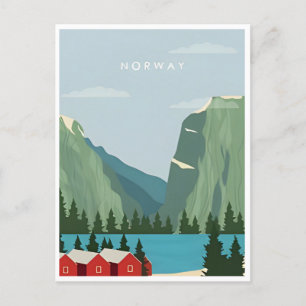 Noorwegen vintage reizen winter europa cruise briefkaart