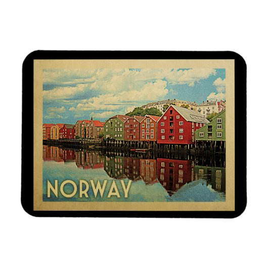 Noorwegen Vintage Travel Magneet (Horizontaal)