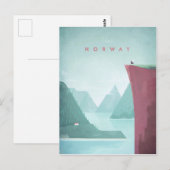 Noorwegen Vintage Travel Poster - Art Briefkaart (Voorkant / Achterkant)