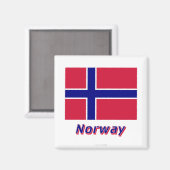 Noorwegen Vlag met naam Magneet (Voorkant / Achterkant)
