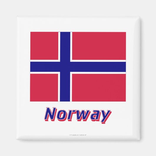 Noorwegen Vlag met naam Magneet (Voorkant)