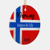 Noorwegen Vlag Ornament, gepersonaliseerd Noorwege Keramisch Ornament (Rechts)
