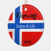 Noorwegen Vlag Ornament, gepersonaliseerd Noorwege Keramisch Ornament (Links)