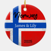 Noorwegen Vlag Ornament, gepersonaliseerd Noorwege Keramisch Ornament (Achterkant)