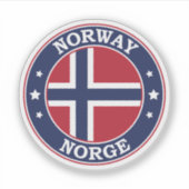 Noorwegen Vlag Ronde Cirkel Embleem Sticker (Voorkant)