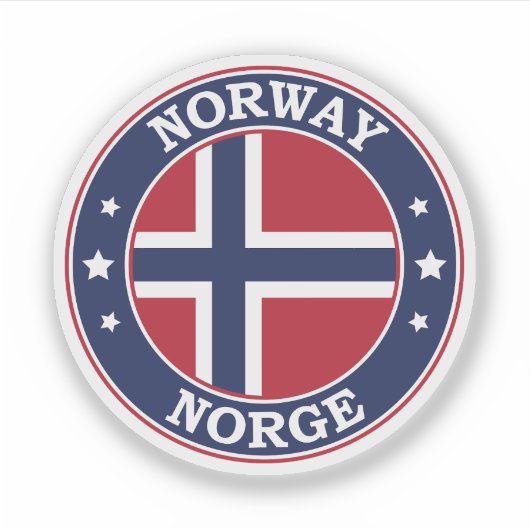 Noorwegen Vlag Ronde Cirkel Embleem Sticker (Voorkant)