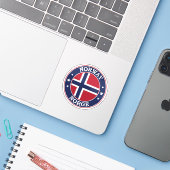 Noorwegen Vlag Ronde Cirkel Embleem Sticker (Laptop met iPhone)