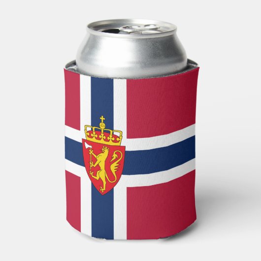 Noorwegen Vlag / Wapen Blikjeskoeler (Blikje Voorkant)