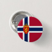 Noorwegen Vlag / Wapen Ronde Button 3,2 Cm (Voorkant /achterkant)