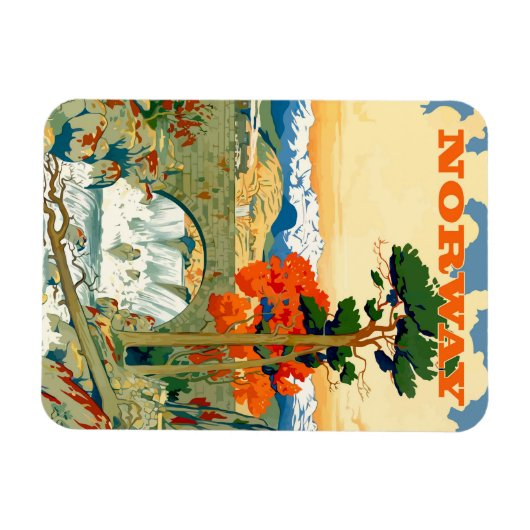 Noorwegen, waterval onder de brug, magneet (Horizontaal)