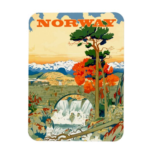 Noorwegen, waterval onder de brug, magneet (Verticaal)