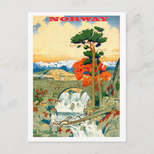 Noorwegen, waterval, oud briefkaart