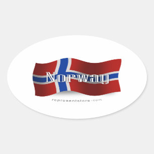 Noorwegen Waving Flag Ovale Sticker