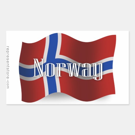 Noorwegen Waving Flag Rechthoekige Sticker (Voorkant)